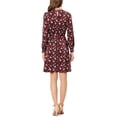 thumbnail image 4 of MODA NOVA Juniors Floral Flare Tie Waist Keyhole Back Mock Neck Long Sleeve Dress, 4 of 8