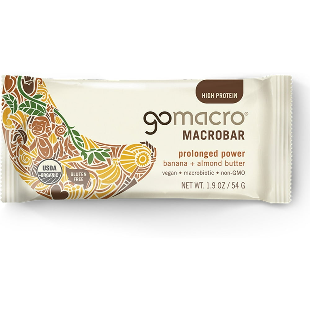 GoMacro Macrobar, Prolonged Power, 1.9 oz bars, Banana + Almond Butter