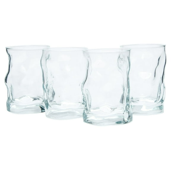 Bormioli Rocco Sorgente Water Drinking Glass With Thick Base, Secure & Easy Grip 10.25 Oz Set Of 4 - Clear