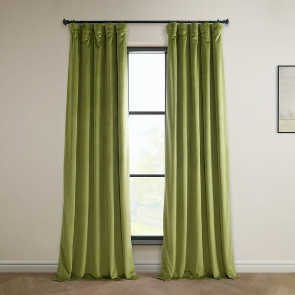 HPD Half Price Drapes Retro Green Heritage Plush Velvet Room Darkening Curtains for Bedroom & Living Room Curtains (1 Panel), Window Curtains 108 inches long, Rod Pocket Curtains & Drapes, 50W X 108L