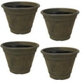 thumbnail image 3 of Sunnydaze Franklin 20" x 20" x 14.75" Round Sable Polyresin Outdoor Planter Pot 4-Count, 3 of 9