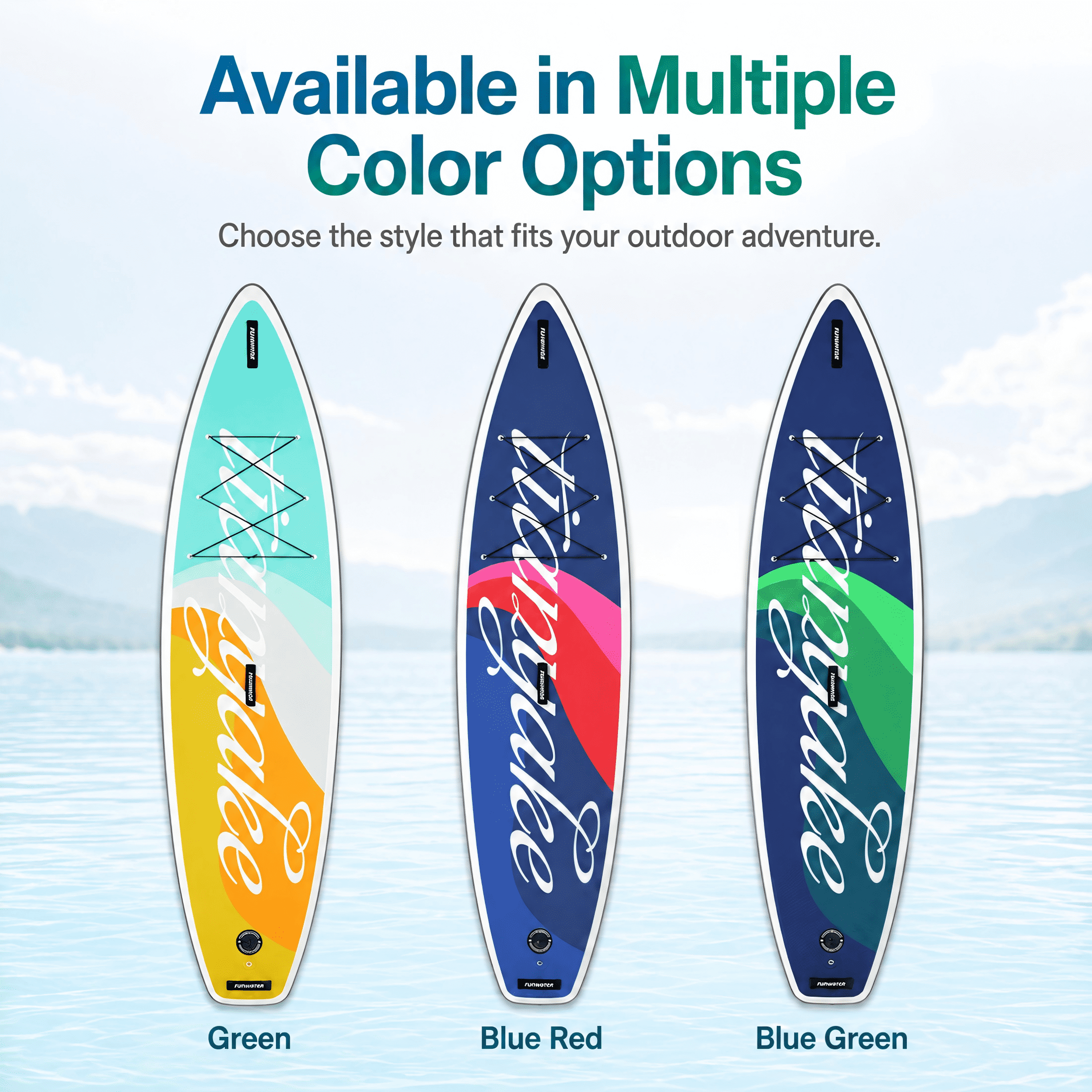 Rayocon 11ft Inflatable Paddle Board, Stand Up SUP Board for Adults & Beginners, Wide Paddleboard with Premium Accessories, Blue Green