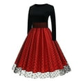 thumbnail image 1 of WILLBEST Vestidos de Dama Vestido Retro de Malla con Puntos y Cuello con Costuras, Manga Larga y Falda Abullonada Grande, 1 of 3