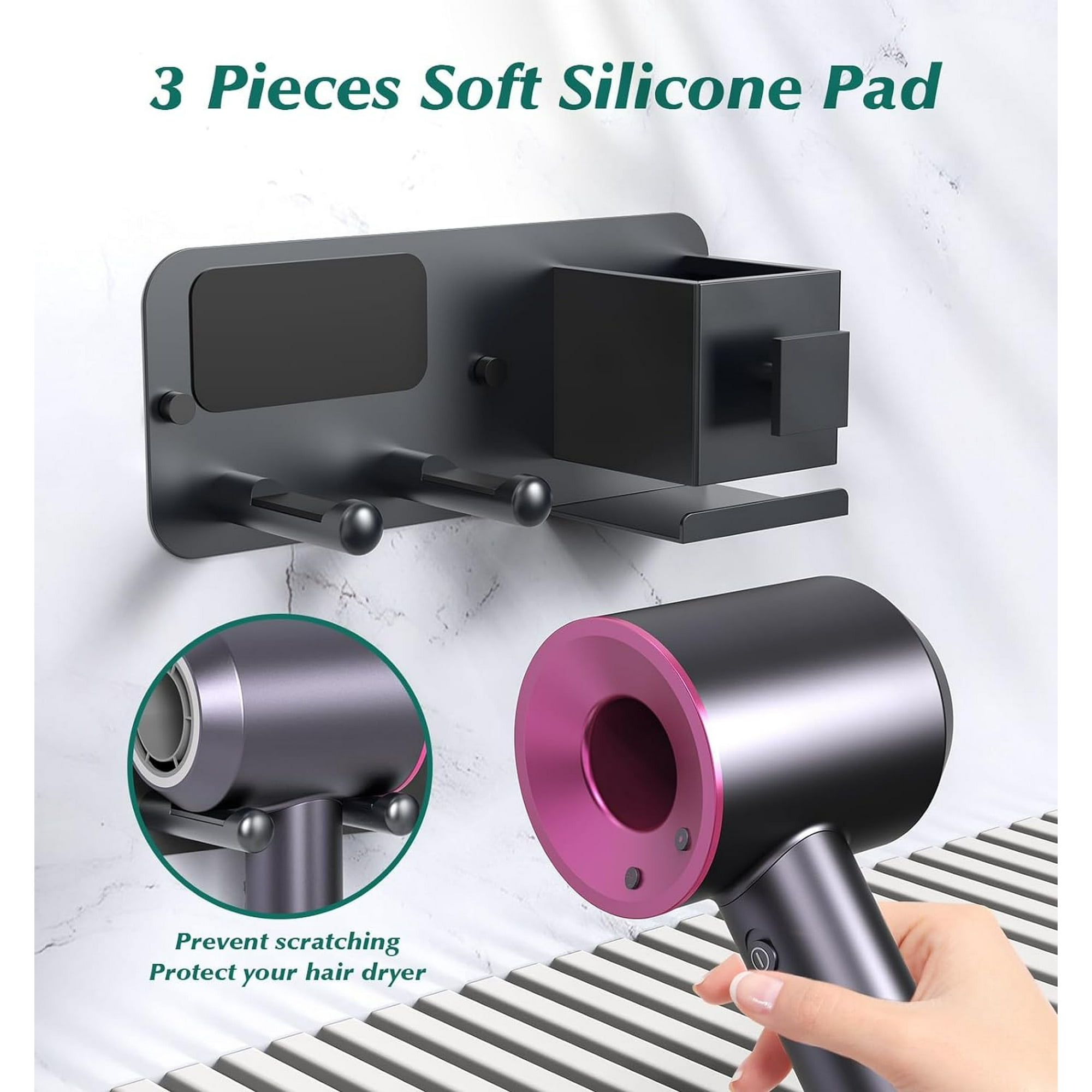 Hair Dryer Holder Wall Mount Aluminum Alloy Self Adhesive Blow Dryer Holder Hair Dryer Holder Wall Mounted No Drilling Adhesive Hair Tool Toothbrush Shaver Organizer Walmart