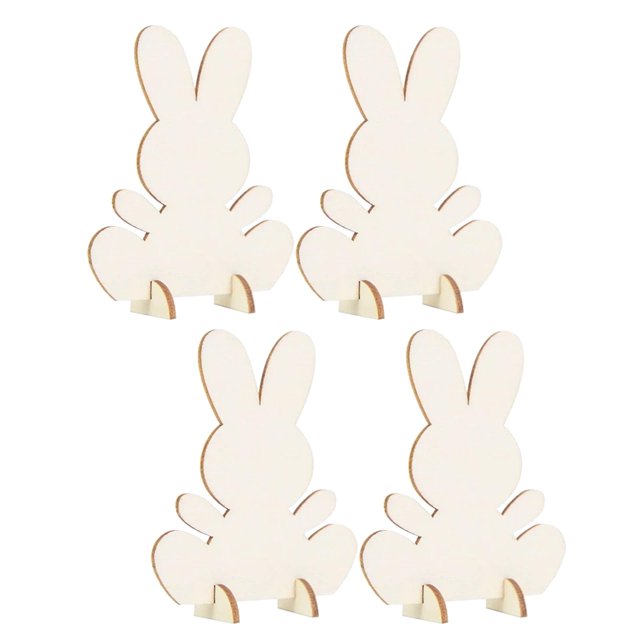 4 Uds. Conejo de Pascua formas de madera piezas de madera sin pintar rebanadas adornos colgantes recortes de de madera sin terminar para Sunnimix colgante en blanco