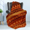 thumbnail image 4 of Tribal Soft Flannel Fleece Throw Blanket, Antique Folkloric Motifs Geometric Art Ornaments Illustration, Cozy Plush for Indoor and Outdoor Use, 60" x 80", Orange Yellow, by Ambesonne, 4 of 5