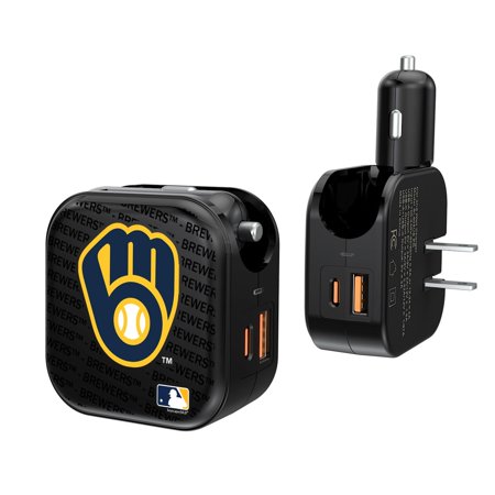 Milwaukee Brewers Team Logo Dual Port USB Car & Home Charger