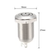 thumbnail image 3 of Interruptor de botón metálico de enclavamiento Uxcell, cabeza plana, diámetro de montaje de 12 mm, 1NO, luz LED blanca de 3-6V, 3 of 3