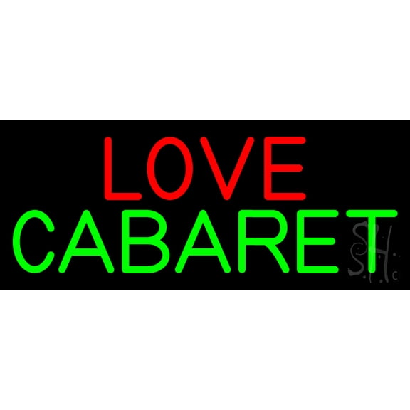 Love Cabaret LED Neon Sign 6" Tall x 15" Wide - inches Black Square Cut Acrylic Backing, with Dimmer - Premium built indoor Sign for Strip Club, Dance club, Décor, Bar.
