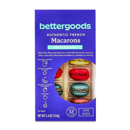 bettergoods Frozen Dessert Macarons Assorted Fruit Medley, 5.4 oz, 12 Count (Ready-to-Eat)