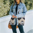thumbnail image 1 of Chaqueta vaquera Retro de manga larga con bolsillo y solapa para mujer, chaqueta Retro holgada de lana con costuras vaqueras Vintage, novedad de 2023, 1 of 5