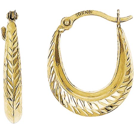 - 10kt Gold Textured Lightweight Hoop Earrings