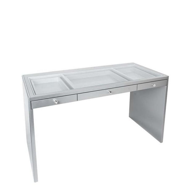Impressions Slaystation Plus Premium Vanity Table Includes Three Drawers Standalone White With Transpa Glass Top Com Impressions Slaystation Plus Premium, Impressions Vanity Glass Table Top