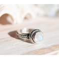 thumbnail image 3 of Round Shape Moonstone Ring, 925 Sterling Silver Rings For Women, Braid Handmade Ring, Everyday Solitaire Ring, Hippie Bohemian Ring, 3 of 6