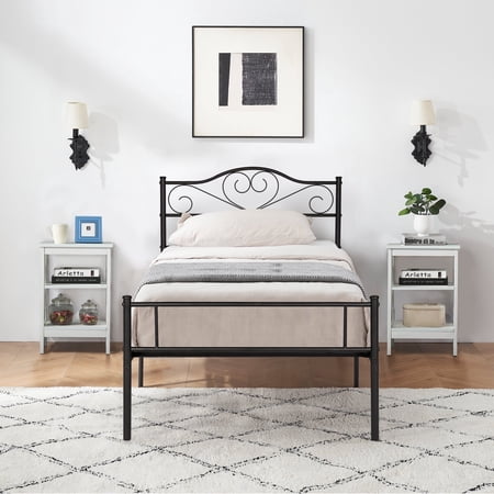 VECELO 3-Piece Bedroom Sets Metal Bed Frame and 2 Nightstand