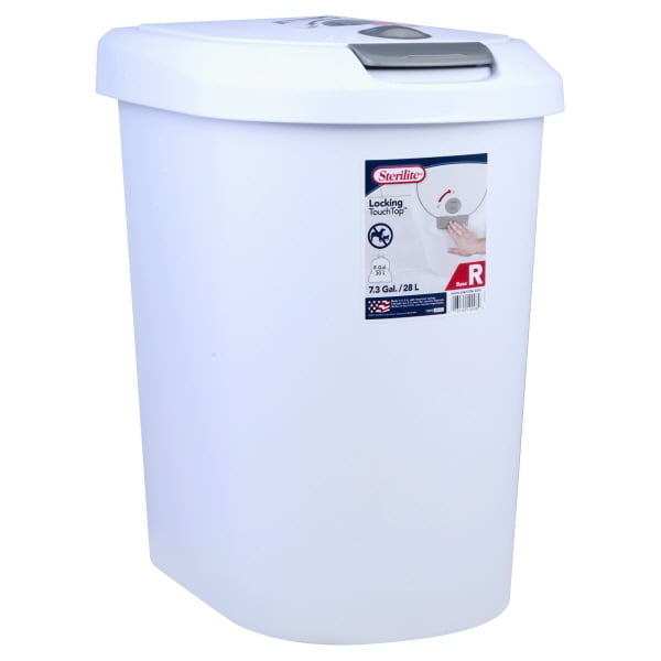Sterilite 10998004 14 18 x 11 38 x 18 in. White Locking Waste Basket