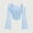 Blue, variant on Women's Plus Size 2 in 1 Off Shoulder T Shirt Ruched Sheer Bell Long Sleeve Tee, Casual Slim Fit Going Out Y2k Shirts Blouses(Red,XXL)