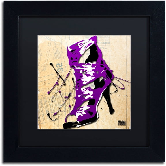 Trademark Fine Art "Purple Strap Boot" Canvas Art by Roderick Stevens, Black Matte, Black Frame