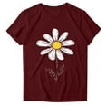 thumbnail image 5 of ZQUUVOU Womens T-Shirts Printed Floral Crew Neck Short Sleeved Tops(Burgundy,S), 5 of 6