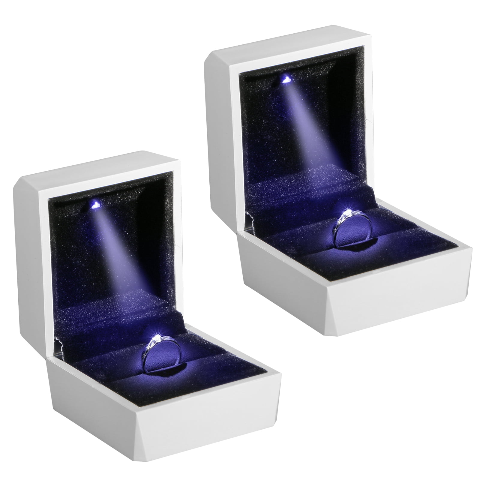 Details about   GENUINE BLACK LEATHER WHITE SUEDE LED LIGHTED ENGAGEMENT RING BOX WEDDING BANDS 