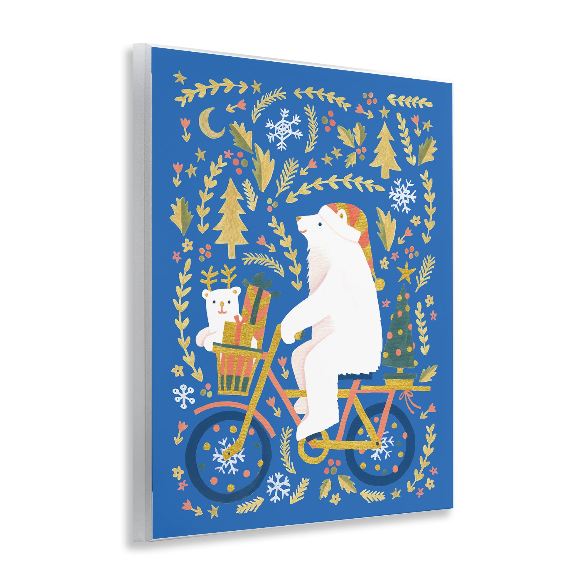 Stupell Industries Polar Bears on Bicycle Animals Painting Unframed Art Print Wall Art, 11 x 14