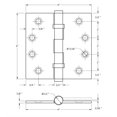 thumbnail image 2 of Deltana CSB44BN 4 X 4 Ball Bearing Square Corner Full Mortise Hinge - Brass, 2 of 2