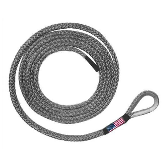 GUNMETAL GREY AMSTEEL BLUE PLOW ROPE 1/4 inch x 10 ft (9,200 lb strength) (U.S. Made)