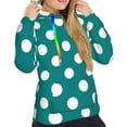 thumbnail image 5 of Yiaed Teal And White Polka Dot Print Womens Casual Hoodies Crew Neck Long Sleeve Sweatshirts With Pocket Pullover Tops Women's Hooded Sweatshirt-Large, 5 of 5