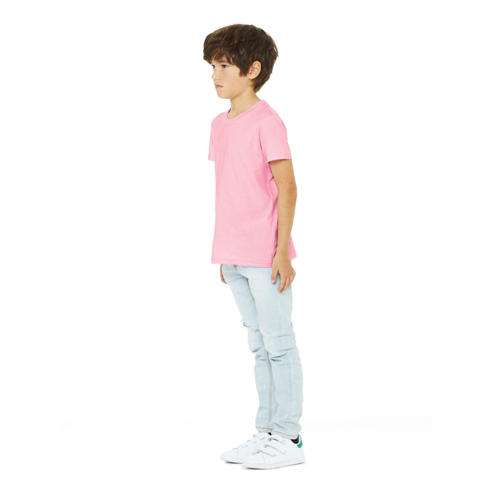BELLA+CANVAS Youth Unisex Short Sleeve Crew Neck T-Shirt for Crafting, Pink, Youth Large