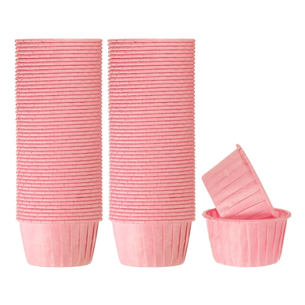 100pcs 3.5oz Moldes para Magdalenas de Papel de Tamaño Estándar Envoltorios Antiadherentes Desechables para Tartas Bodas Cumpleaños Navidad Rosa