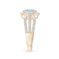 thumbnail image 3 of ANGARA Natural 1 ct Aquamarine Triple Shank Cocktail Ring with Diamond Halo in 14K Rose Gold for Women (Size-8x6mm) | March Birthstone, Anniversary, Jewelry Gift for Women | Natural Aquamarine Ring, 3 of 10