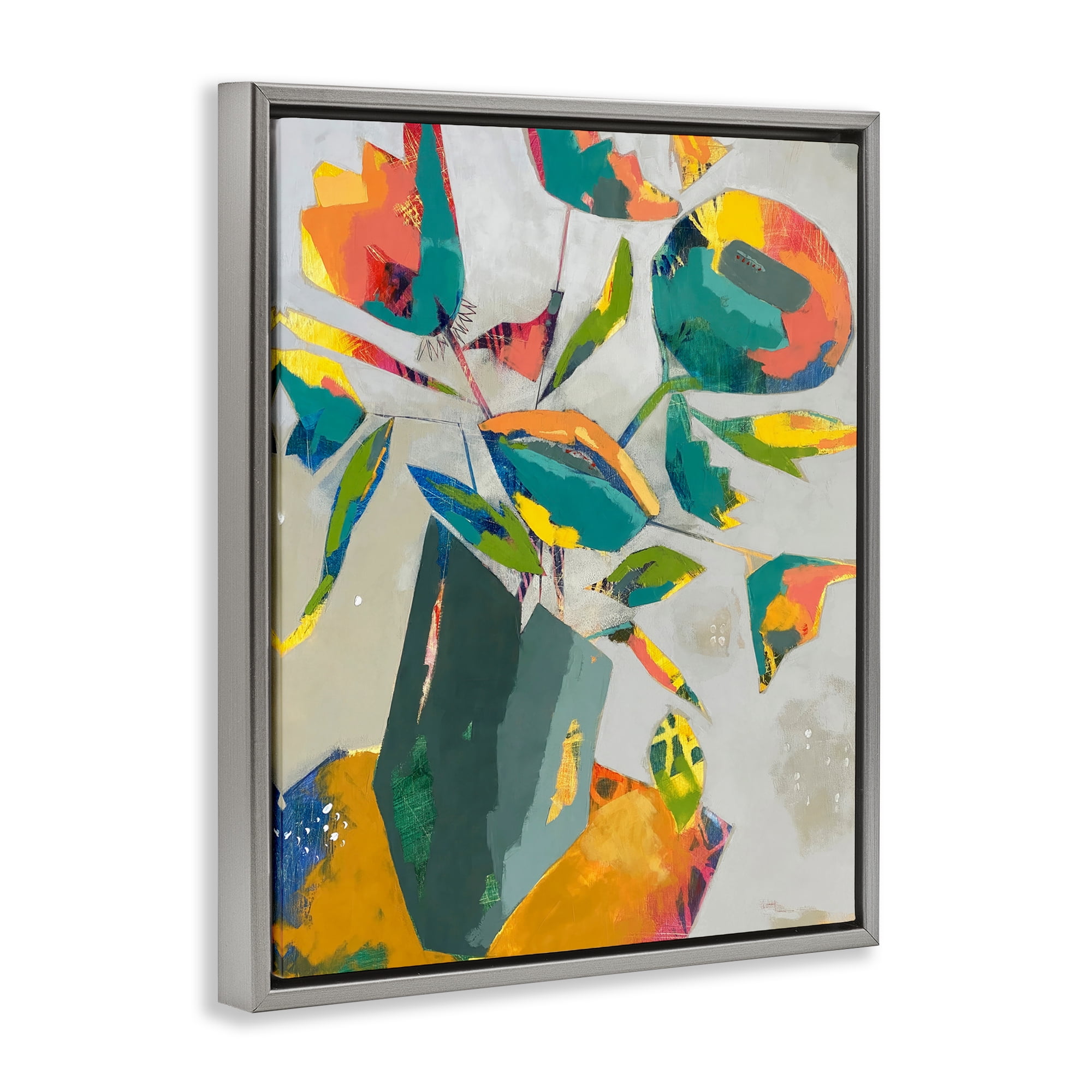 Mischief & Merrymaking Abstraction Gray Framed Floater Canvas Wall Art, design by Dianna Fritzler
