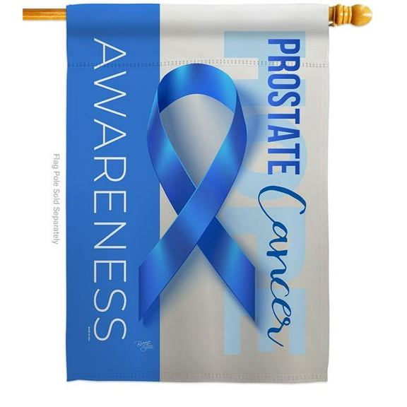 Breeze Decor H115211-BO 28 x 40 in. Prostate Cancer Awareness House Flag with Support Double-Sided Decorative Vertical Flags Decoration Banner Garden Yard Gift