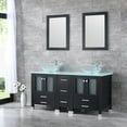 thumbnail image 6 of Wonline 60Inch Black Bathroom Vanity Sink Combo Solid MDF Cabinet with Double Glass Vessel Sink Water Fall and Faucet Combo, 6 of 7