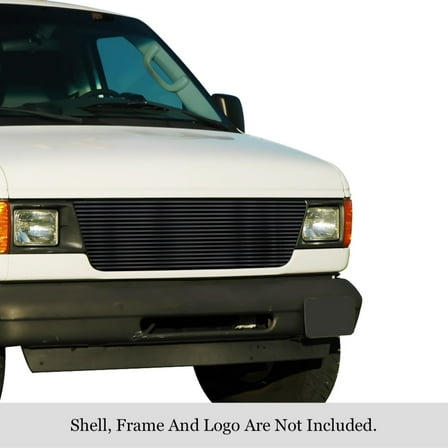 1992-2007 Ford Econoline Van Stainless Steel Black Powder Coated Finish 8X6 Horizontal Billet Black Stainless Steel Billet Grille