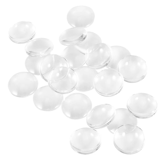 KAKOWELY 60 Pcs Glass Dome Cabochons Clear Round Cabochons Tiles Clear Cameo Non-calibrated Round 1 Inch/25mm for Cameo Pendants Photo Jewelry Rings Necklaces,0.98"X0.98"X0.28"