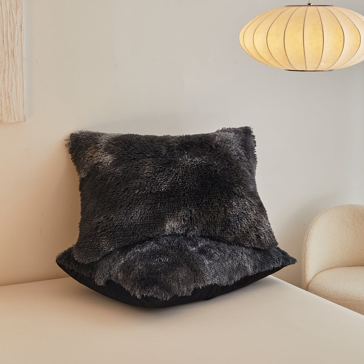 Wajade Plush Duvet Cover Set Fluffy Fuzzy Comforter Cover Set (1 Duvet Cover+2 Pillow Shams) King Size,Black