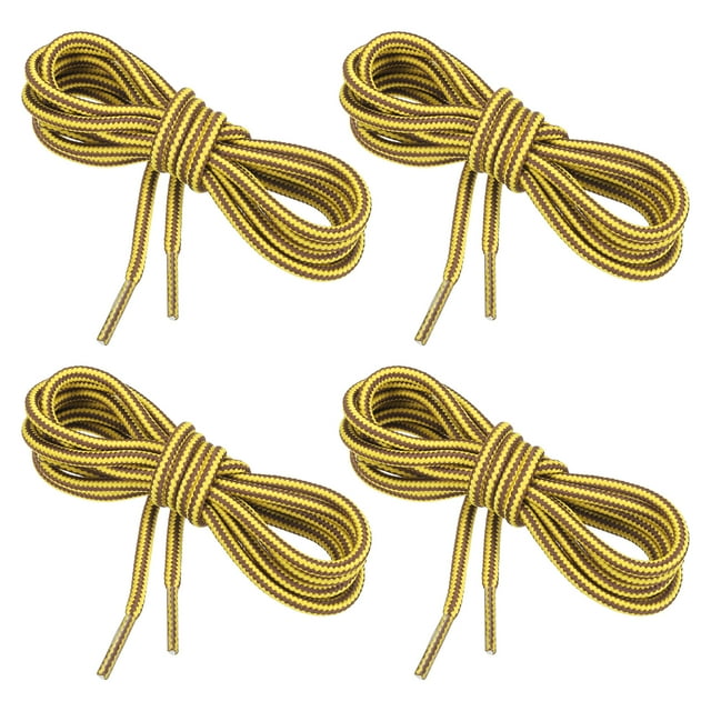 Unique Bargains 27.6 x 5/32 Inch Dual Colored Round Boot Laces Shoelaces, Gold Brown 4 Pairs