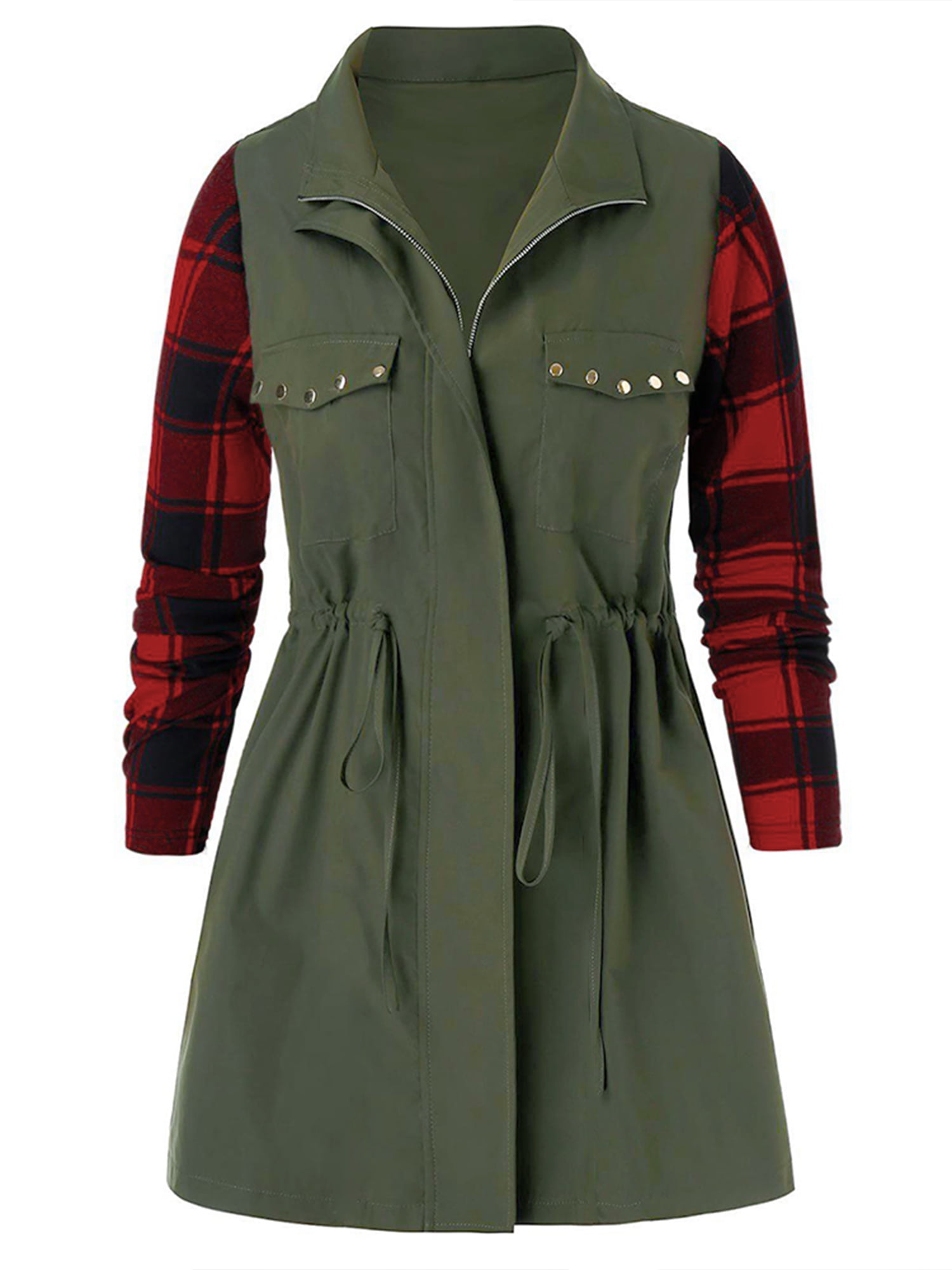 plus size tartan coat