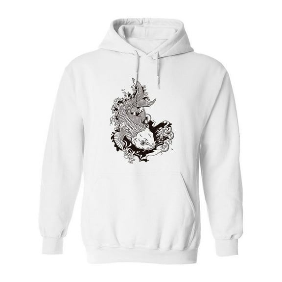 Japanese Gold Koi Fish B/w Hoodie Men -Image by Shutterstock, Male 3X-Large