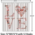thumbnail image 6 of Funny Happy Valentines Day Shower Curtain for Bathroom Decor Heart Love Romantic Holiday Bathtubs Waterproof Washable Fabric Shower Curtain Set with 12 Hooks 72" X 72",Red White, 6 of 6
