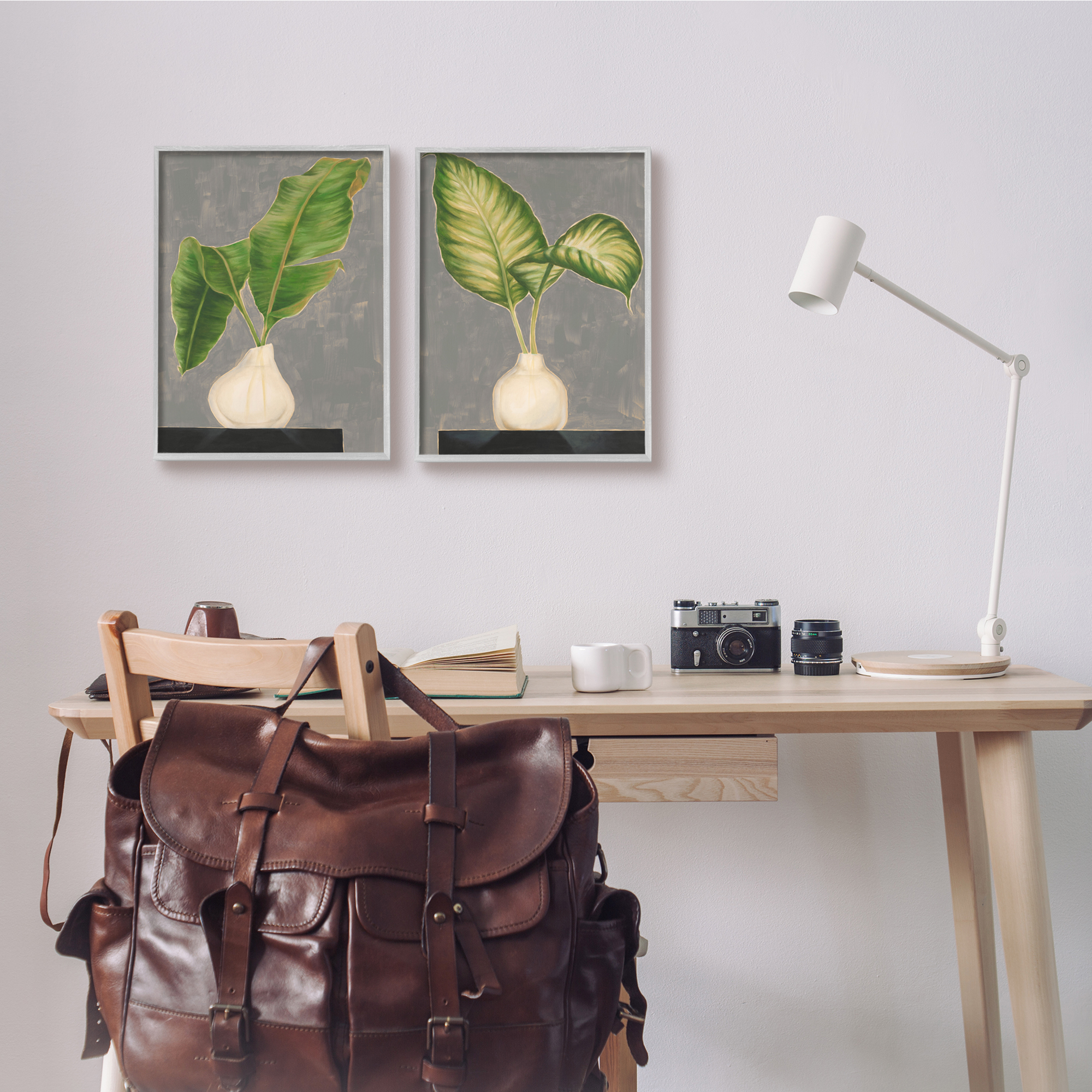 Stupell Indtries Large Palm Leaf Potted Plants Interior Still Life,11 x 14,Design by Jennifer Goldberger&nbsp;