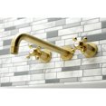 thumbnail image 2 of Kingston Brass KS8057BX Metropolitan Two-Handle 3-Hole Wall Mount Roman Tub Faucet in Brushed Brass, 2 of 7