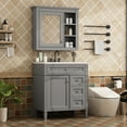 thumbnail image 4 of Miekor 30'' Bathroom Vanity with Top Sink, Modern Bathroom Storage Cabinet with 2 Drawers and a Tip-out Drawer, Freestanding Vanity Set with Mirror Cabinet, Single Sink Bathroom Vanity W5U6AAE, 4 of 9