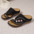 thumbnail image 6 of Pandaie Women's Orthopedic Wedge Sandals 2026 Embroidery Platform Slip on Slides Arch Support Summer Beach Walking Flip Flops Black Size 6, 6 of 9