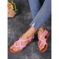 thumbnail image 3 of opean And American Style Women's Plus Size Flat Sandals, Simple Woven Round Toe Beach Slippers For Women, 3 of 4