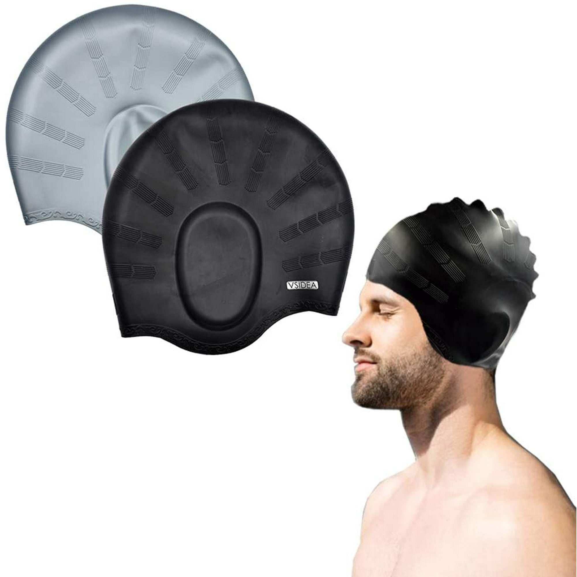 Silicone Swim Cap (2pack),Ear Protection 3D Ergonomic Design