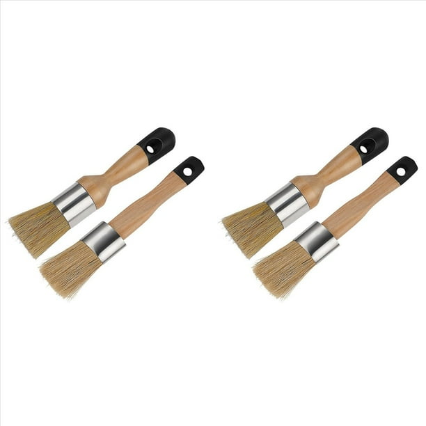 Paquete de 4 Pinceles de Tiza, Pincel de Tiza y , Herramienta de Pintura de Tiza para Muebles, Reutilizable, Plano y Redondo