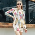 thumbnail image 3 of Ice Cream Cone Pattern Women's Long Sleeve Bodycon Dress Soft Stretchy For Everyday Wear And Special Occasions, 3 of 6