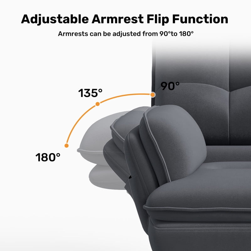 Hawsaiy Big and Tall Office Chair with Footrest, Ergonomic Executive Desk Chair with Flip-Up Arms, Reclining High Back Computer Chair with Headrest & Side Pockets, Dark Gray